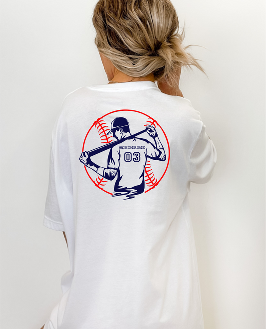 Baseball Player outline w/name & number (front or back)